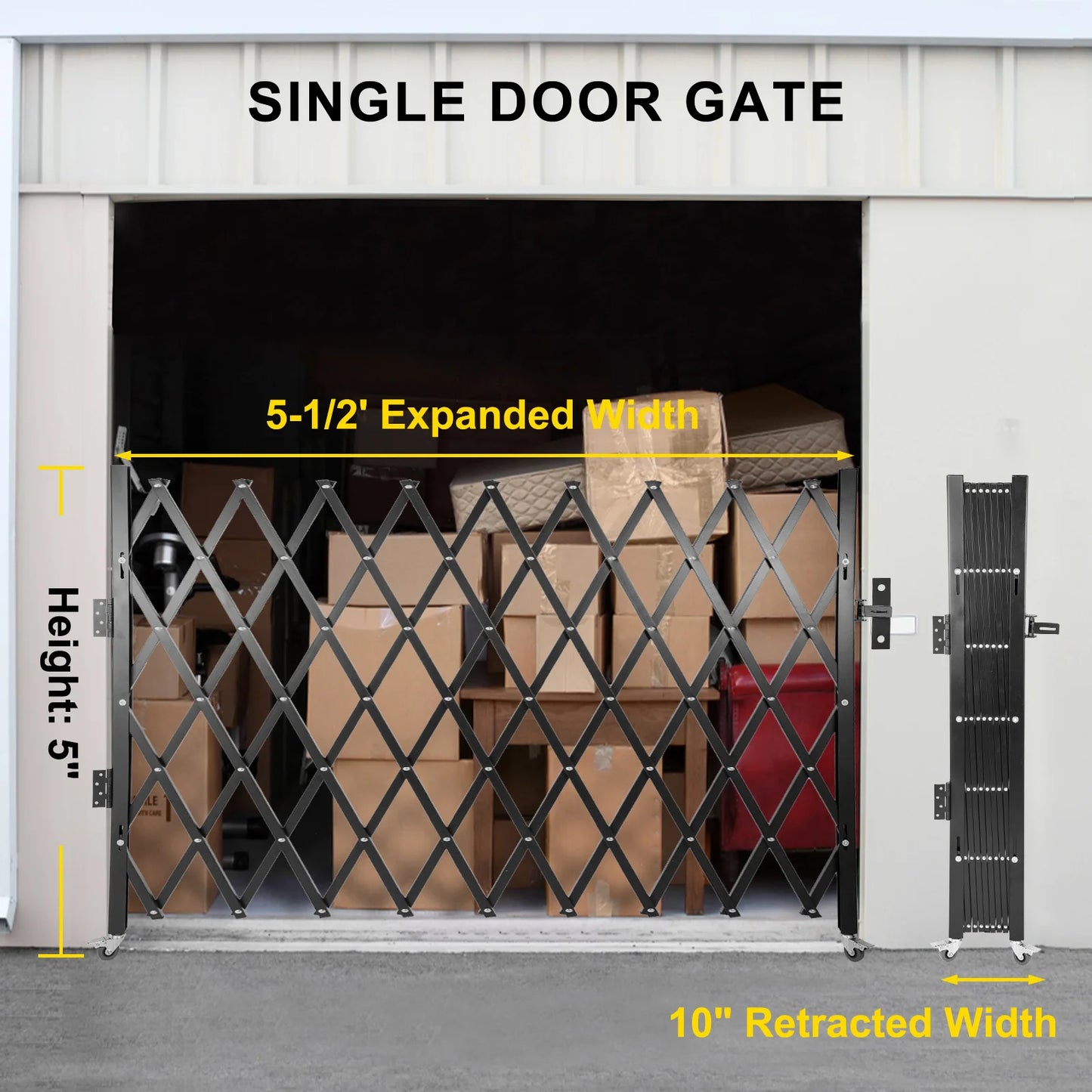 SucceBuy Single Folding Gate Steel Accordion Expanding