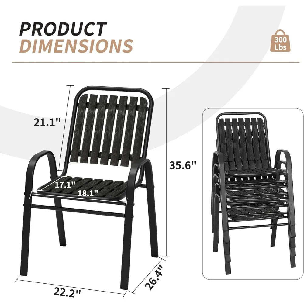 Huanzhuang Outdoor Patio Chairs Set Of 6 Stackable Durable