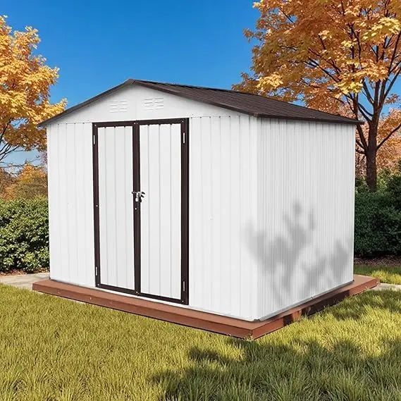 Outdoor Steel Storage Shed With Window And Sliding Doors