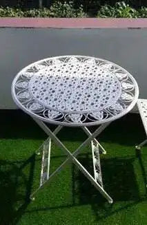 Folding Outdoor Garden Furniture Set Iron Table and Chair Nordic Patio Balcony Lounge Three Piece Set