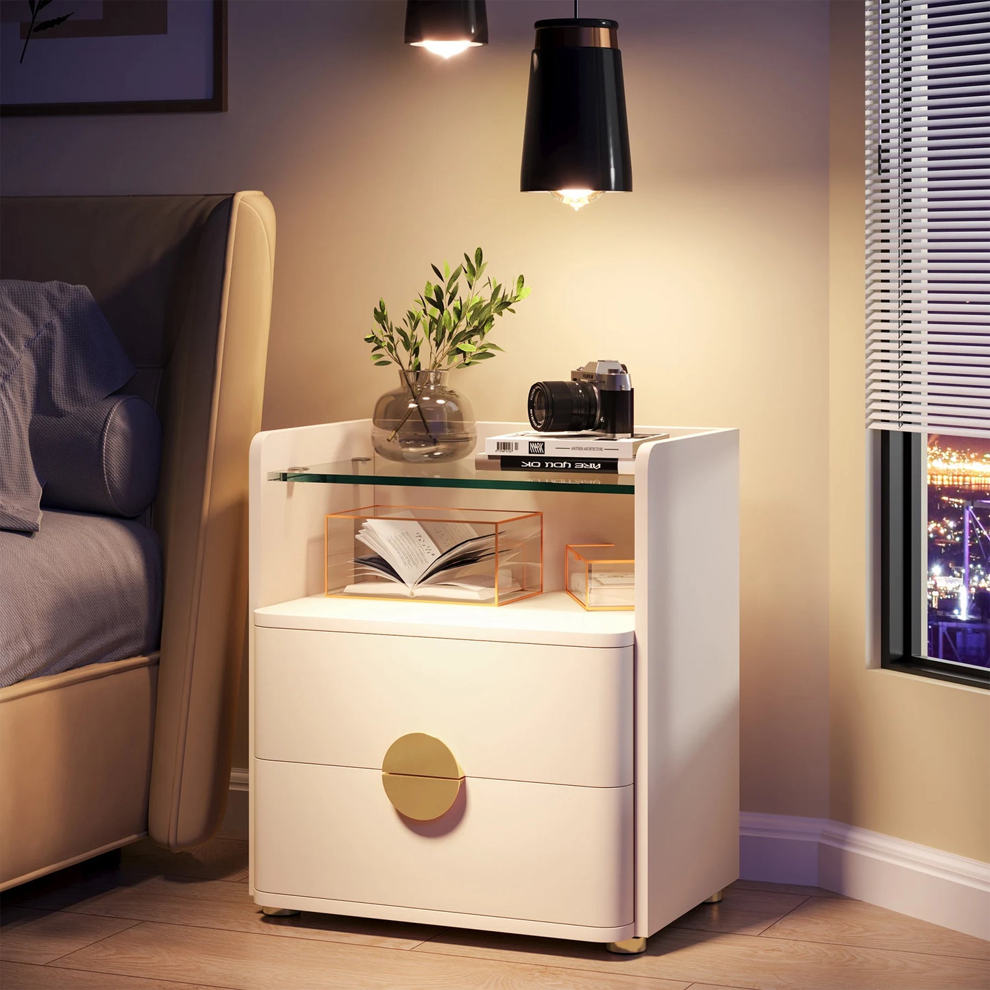 Tribesigns Nightstands 2 Drawer Modern Night Stand Storage