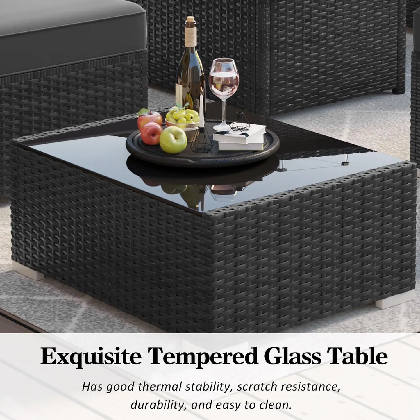 Outdoor Wicker Rattan Conversation Set With Fire Pit Table 15 Piece Patio Furniture Set