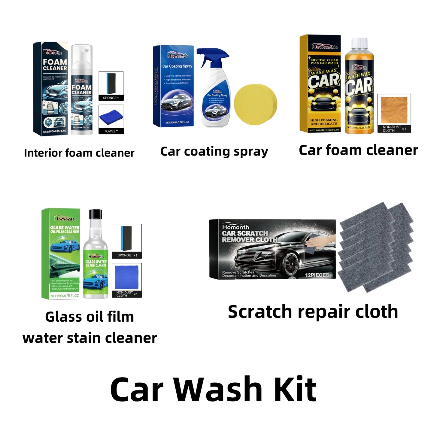Multi-Purpose Car Wash Kit for Complete Vehicle Care