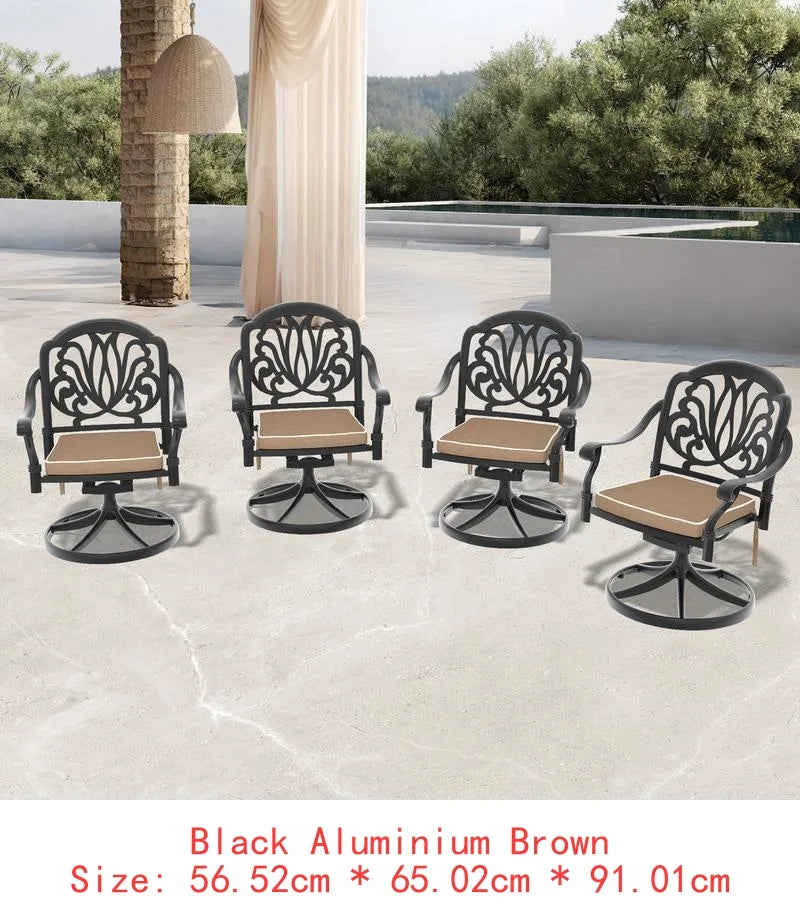 Durable Outdoor Cast Aluminum Patio Swivel Chair Set