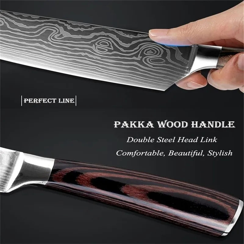 Damascus Style Chef Knife for Precision Slicing and Utility