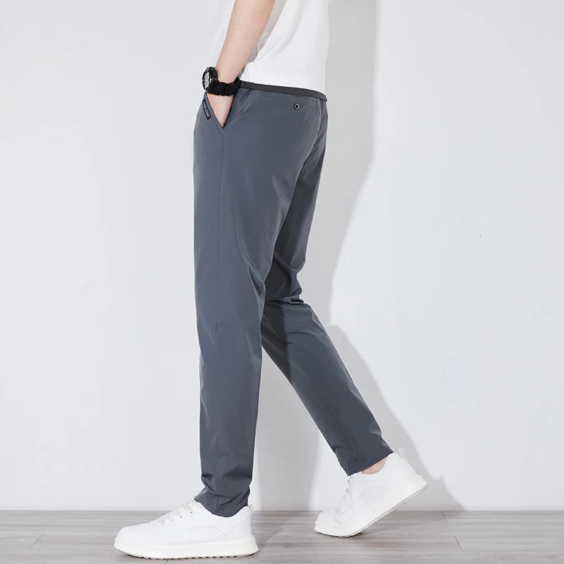 Summer Silk Stretch Trousers for Men Casual Business Wear