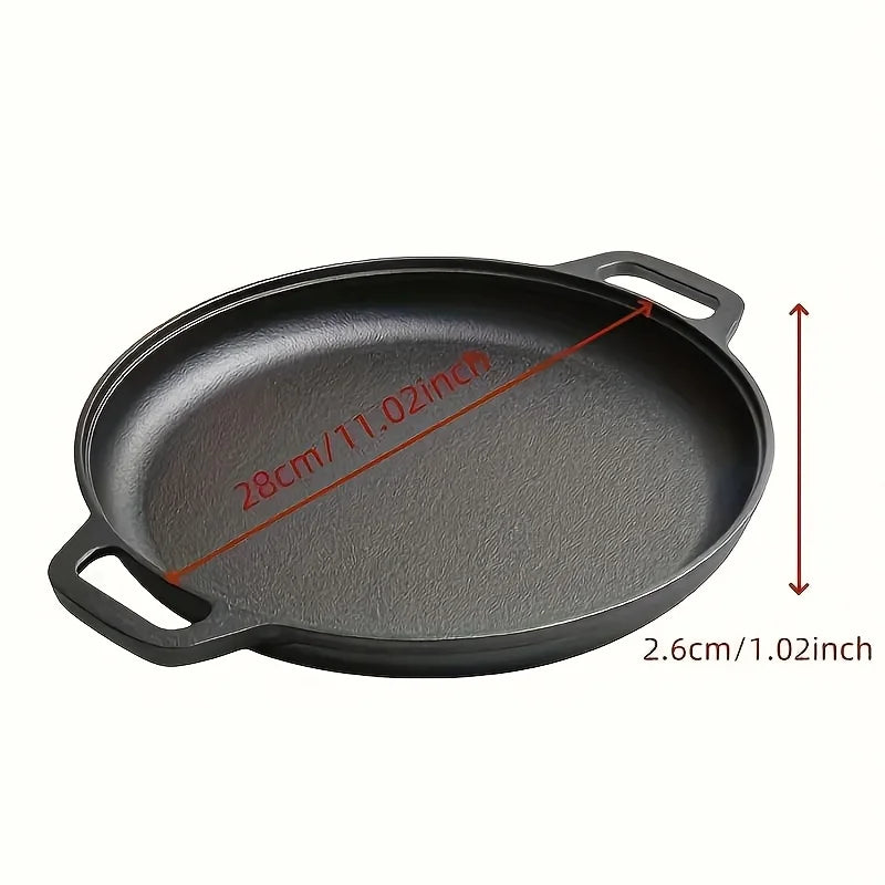 Cast Iron Non-Stick Griddle Pan for Pizza and BBQ Cooking