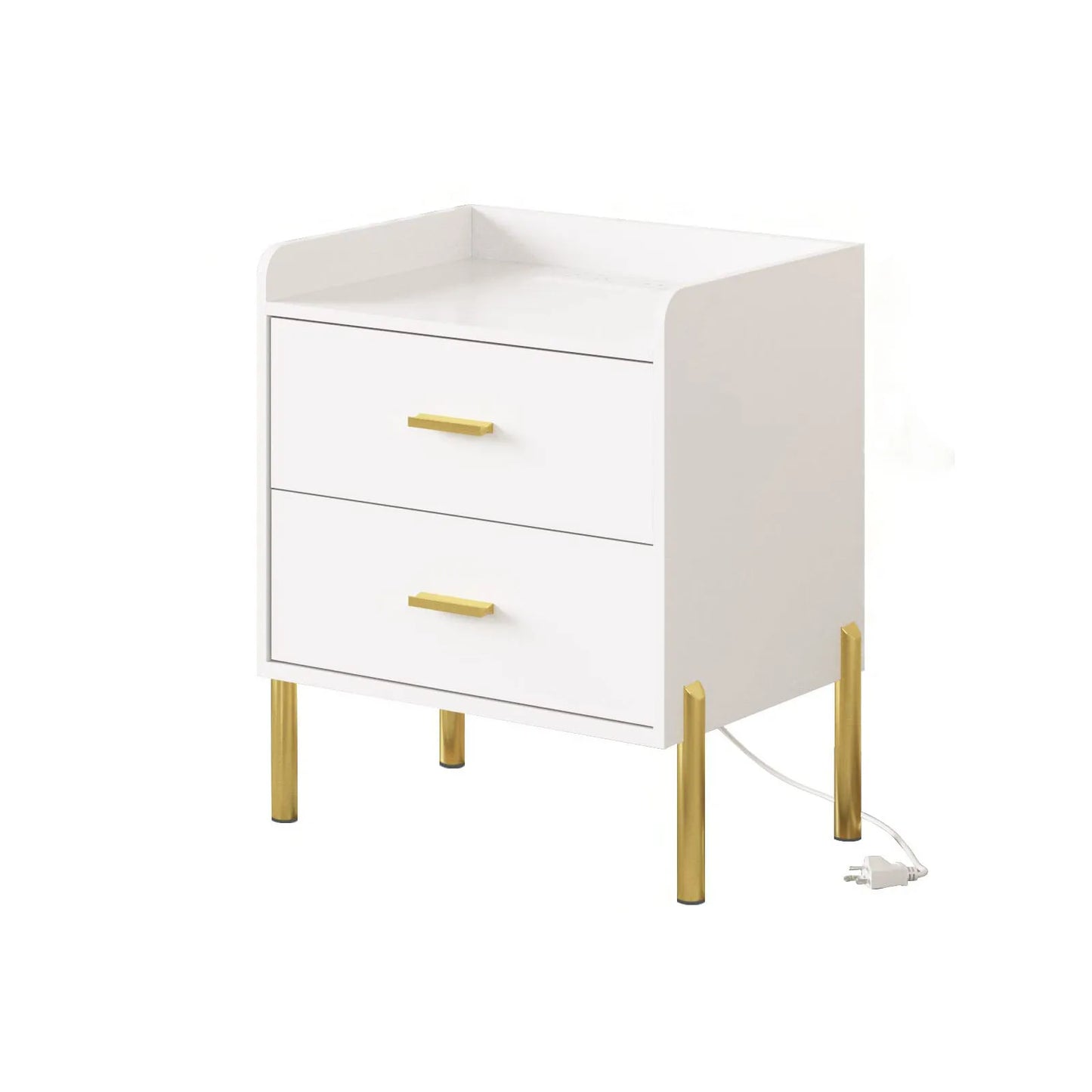 Vabches Nightstand Set Of 2 With Charging Station Drawers