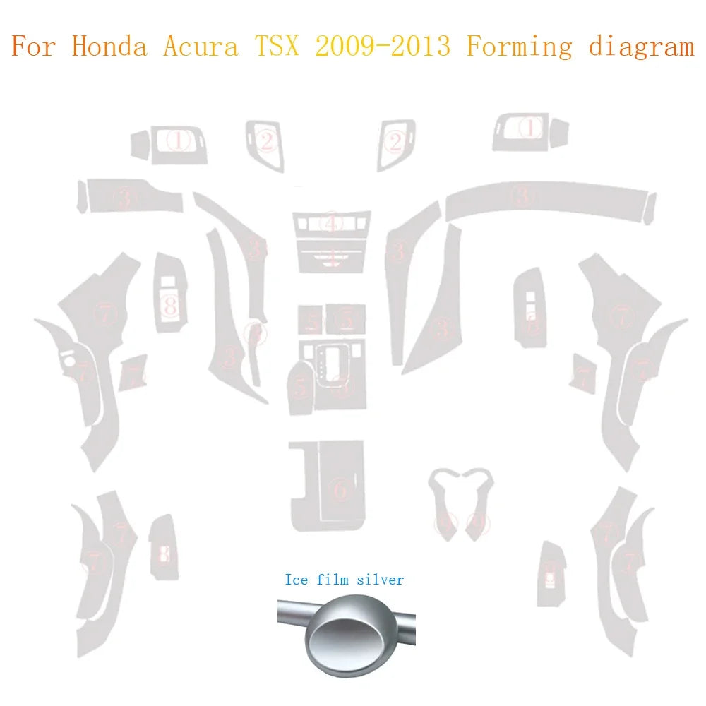 Car Styling Carbon Fiber Interior Center Console Color Change Molding Sticker Decals For Honda Acura TSX 2009 To 2013