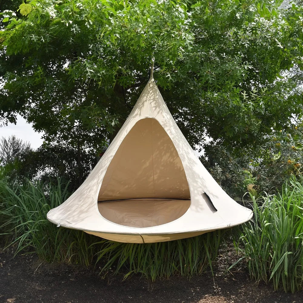 Double Cacoon Hanging Chair for Two Cozy Indoor Outdoor Hammock with Polyester Canvas 440 Pound Capacity