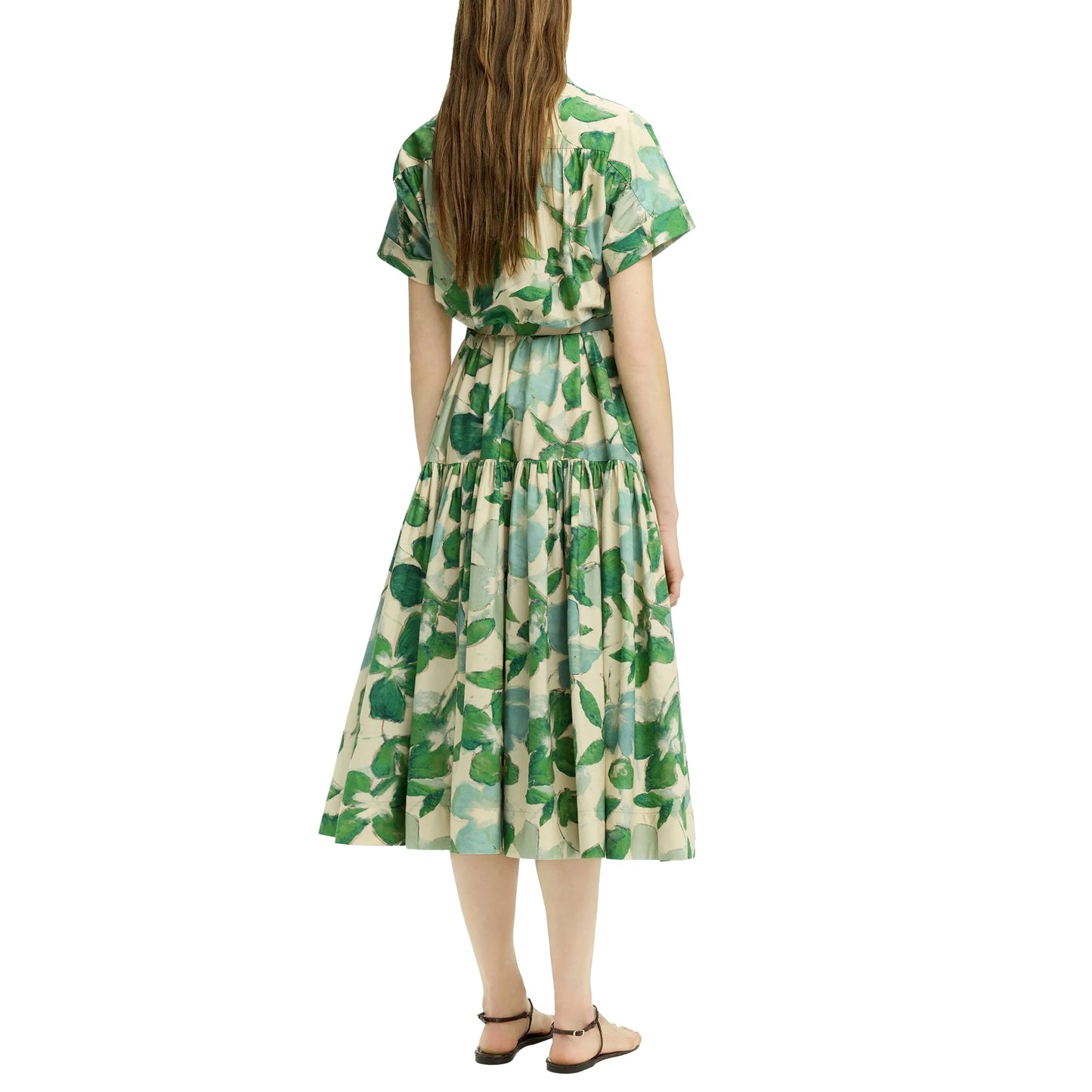 Elegant Summer Dress with Pleated Design and Belted Waist