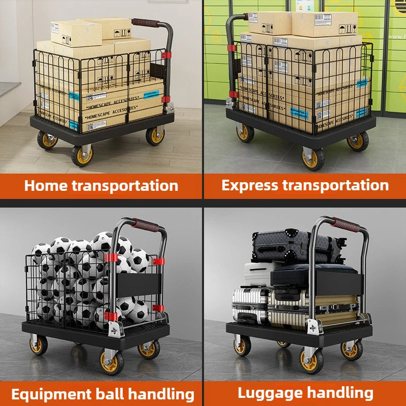 Choice Fence Flatbed Cart Folding Silent Trolley Wheeled