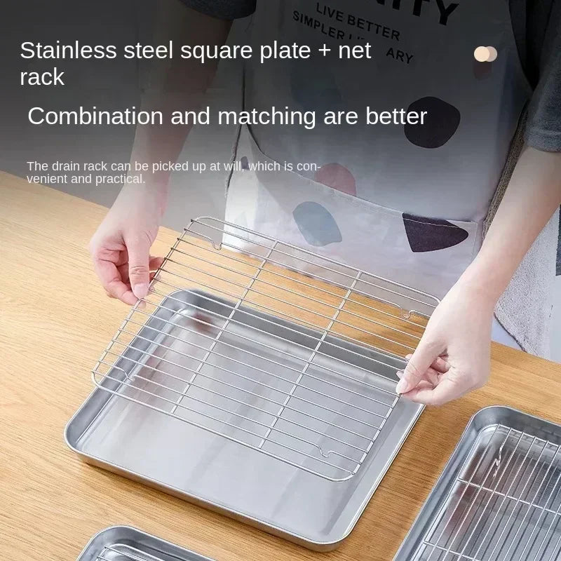 Stainless Steel Baking Pan with Wire Rack for Versatile Cooking