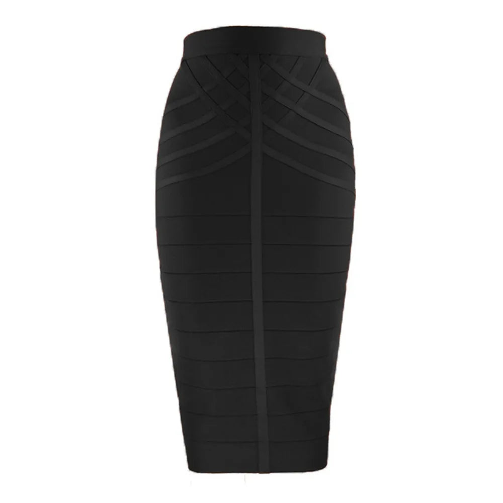 Elegant High Waist Bodycon Pencil Skirt for Office Ladies