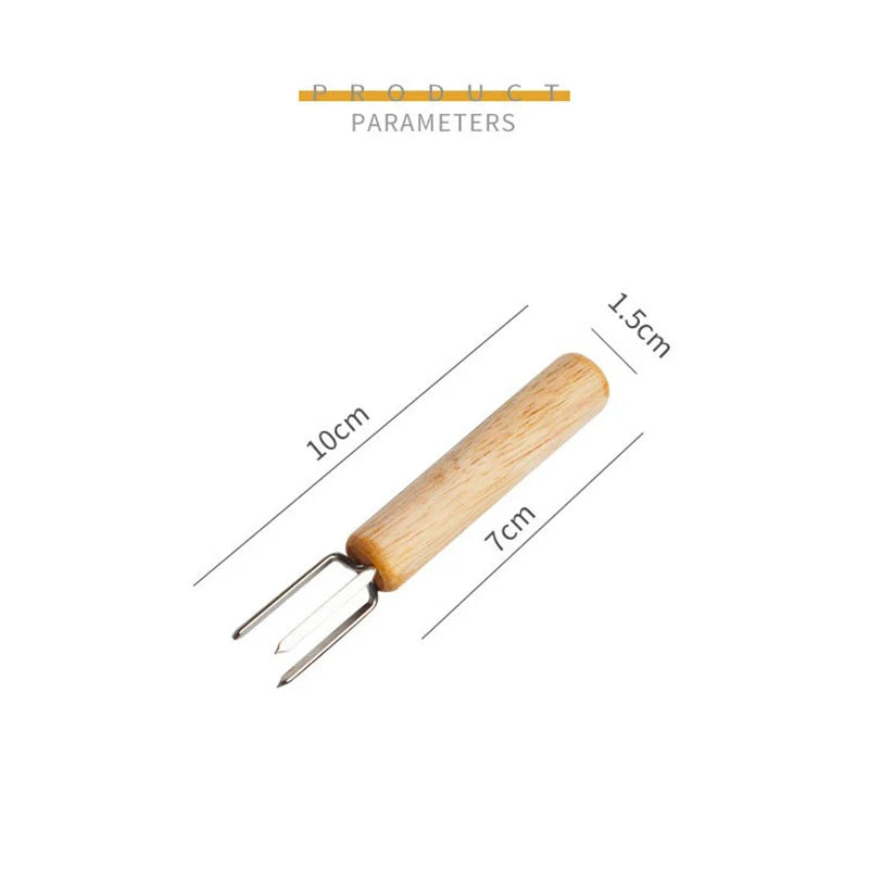 Stainless Steel Corn Holders with Wooden Handle for BBQ Cooking