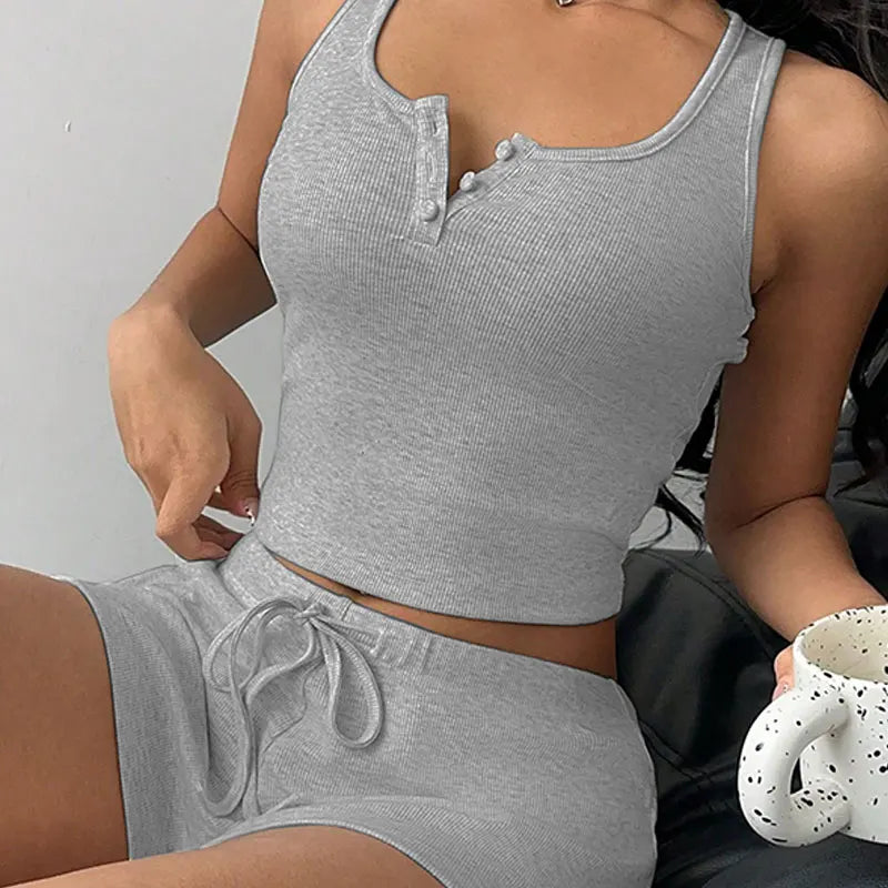 VYTBCN Womens Two Piece Summer Tank Shorts Set Casual