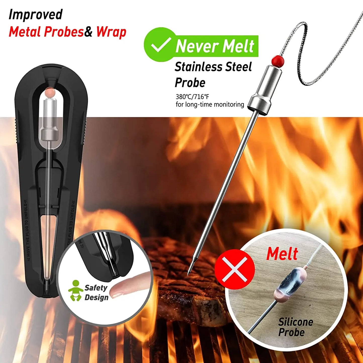 WENMEICE Wireless Meat Thermometer for BBQ and Oven Cooking