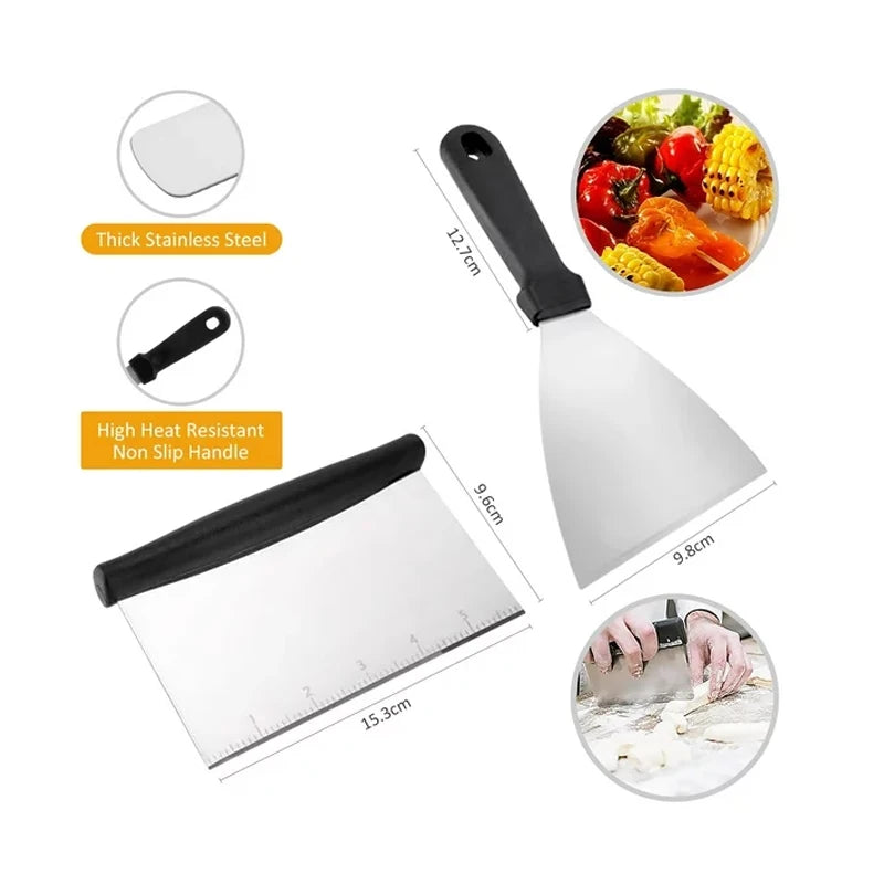 15 Piece Stainless Steel Grill Tool Set for Outdoor Cooking