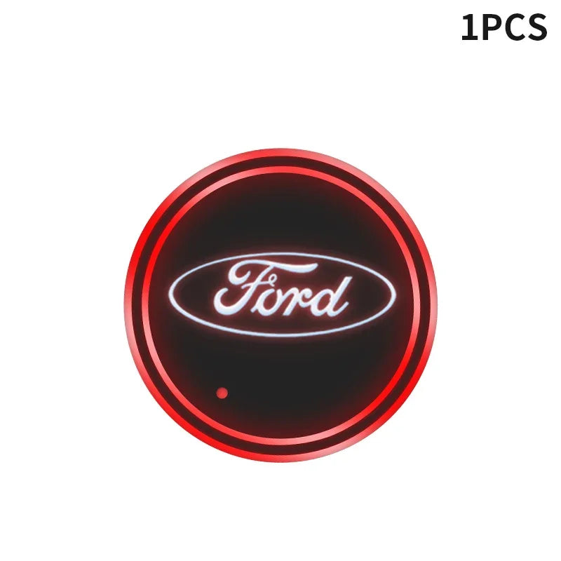 Ford Universal LED Car Cup Holder RGB Light Pad Accessory