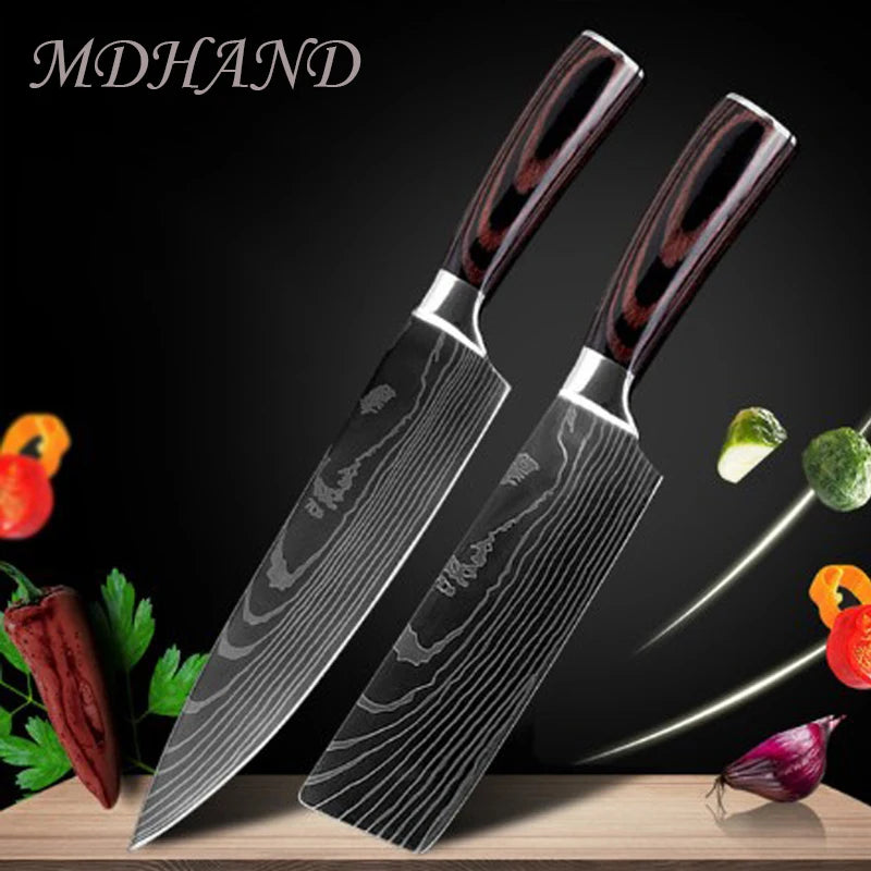 Damascus Style Chef Knife for Precision Slicing and Utility