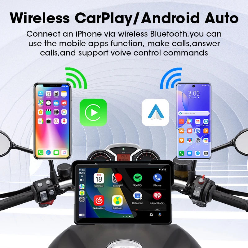 JMCQ Motorcycle DVR GPS Multimedia Player CarPlay IPX7