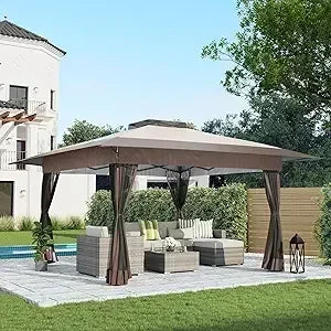 Frame Pop Up Gazebo Outdoor Awning Tent With Mosquito Net