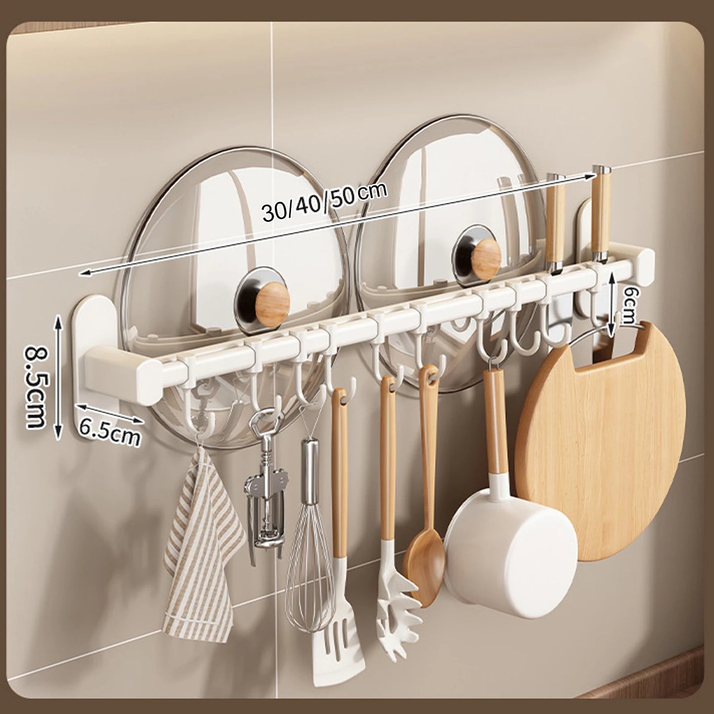 RUITHOEC Wall Mounted Kitchen Hook Rack No Punching Rail