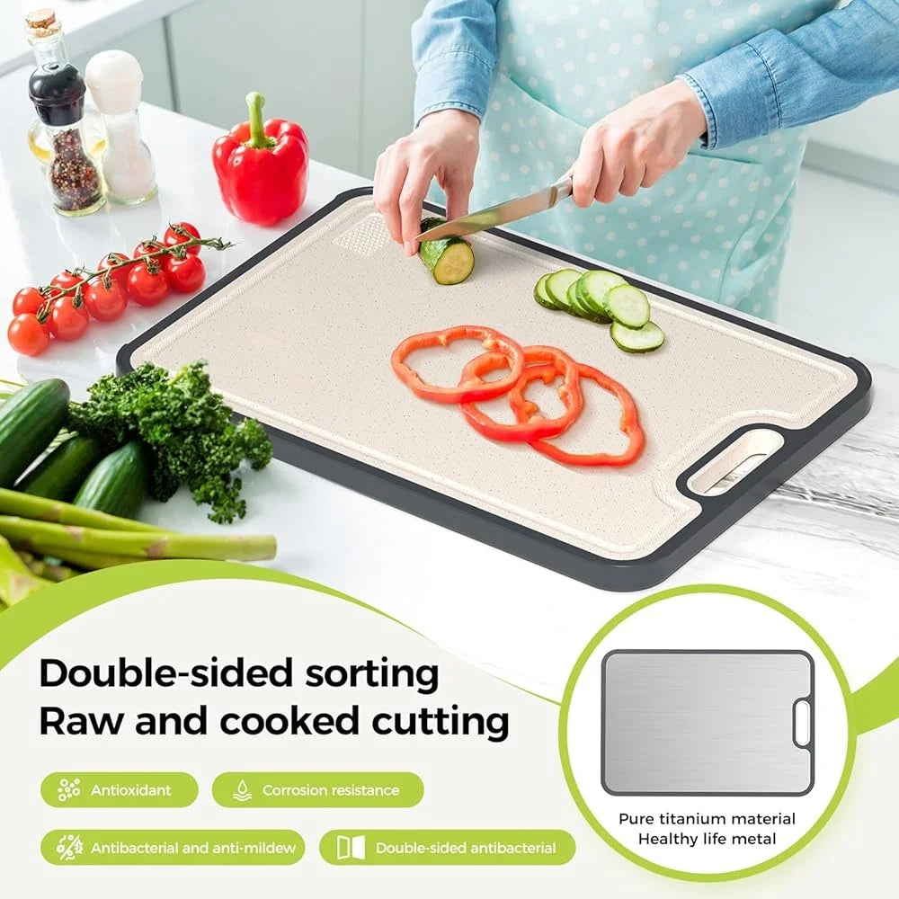 Titanium Double-Sided Cutting Board with Antimicrobial Protection