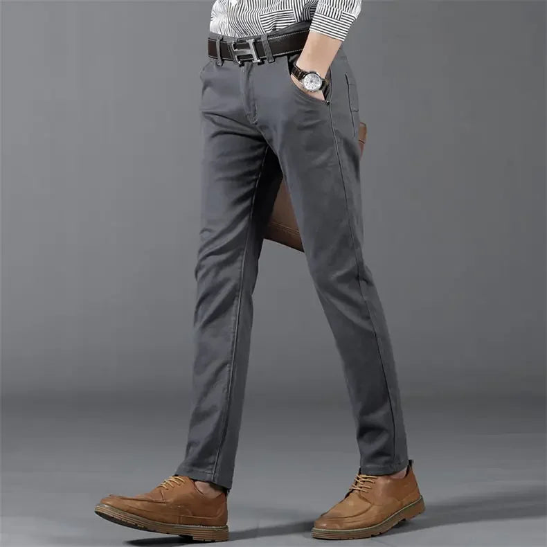 Men's Cotton Elastic Slim Jeans by NoEnName