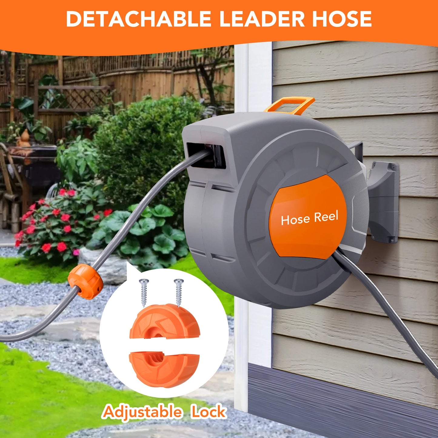 Retractable Garden Hose Reel With Automatic Rewind System