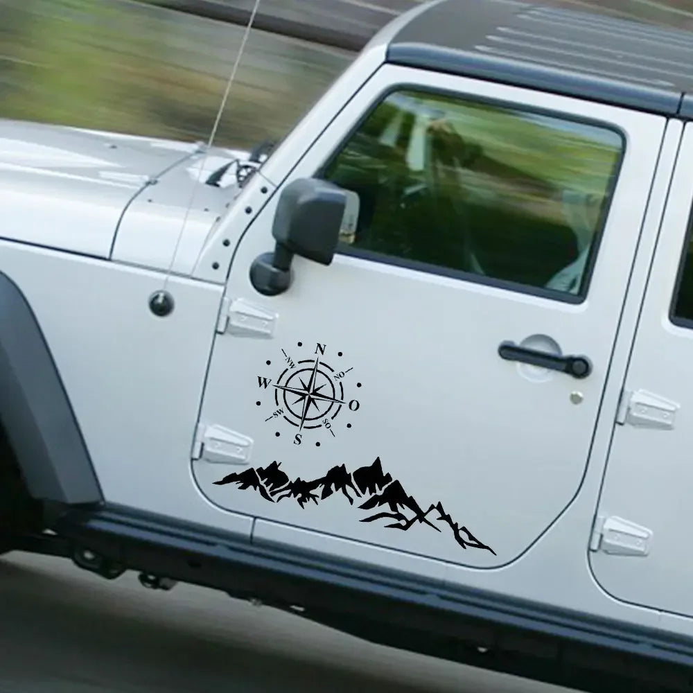 Car Sticker Graphics Mountain Compass Kit Decal for Jeep Rubicon Renegade Wrangler Kia Ford Vinyl Cover Auto Accessories