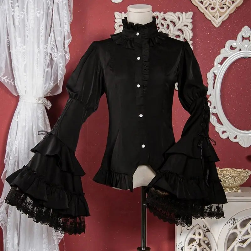 Benefit Mankind Gothic Lolita Lace Sleeve Blouse Ruffle
