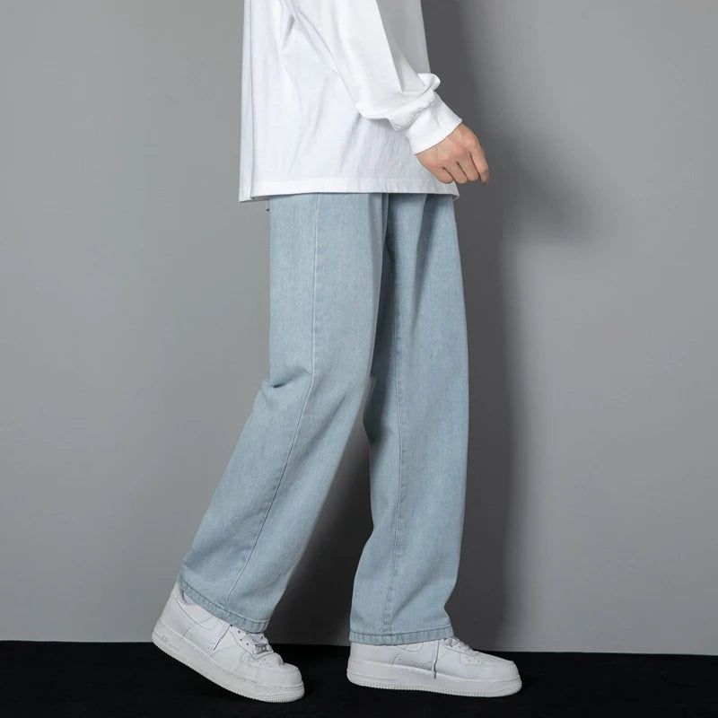 Korean Men's Casual Wide-Leg Jeans for Effortless Style