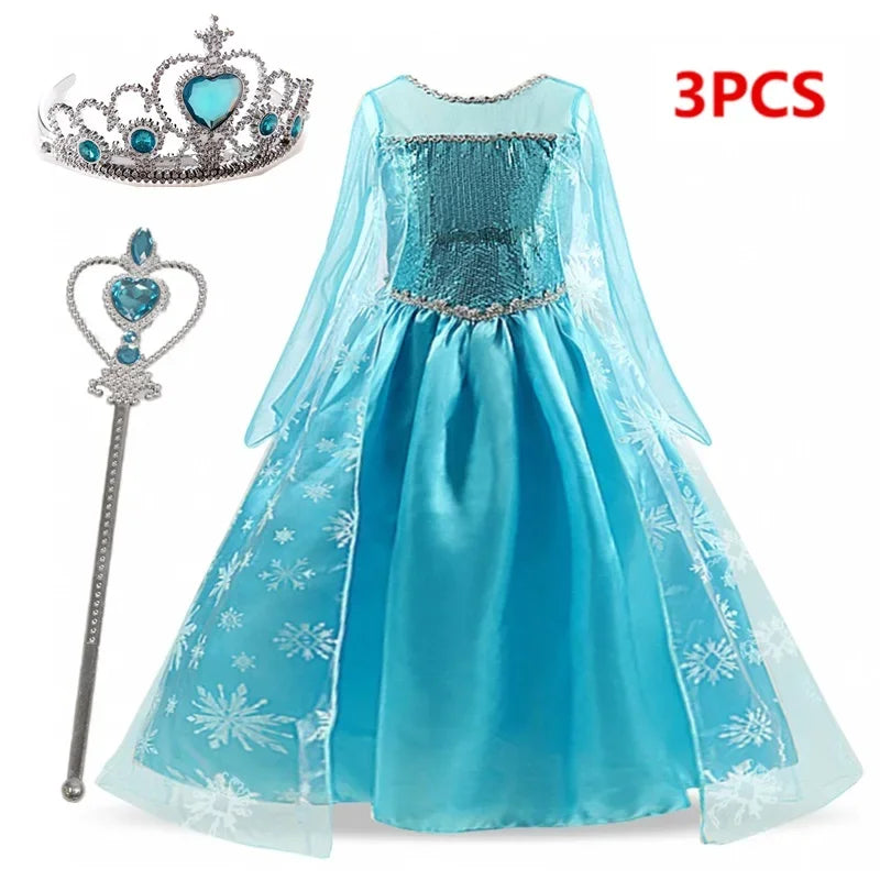 Girls Snow Queen Elsa Costume for Carnival Party Fun