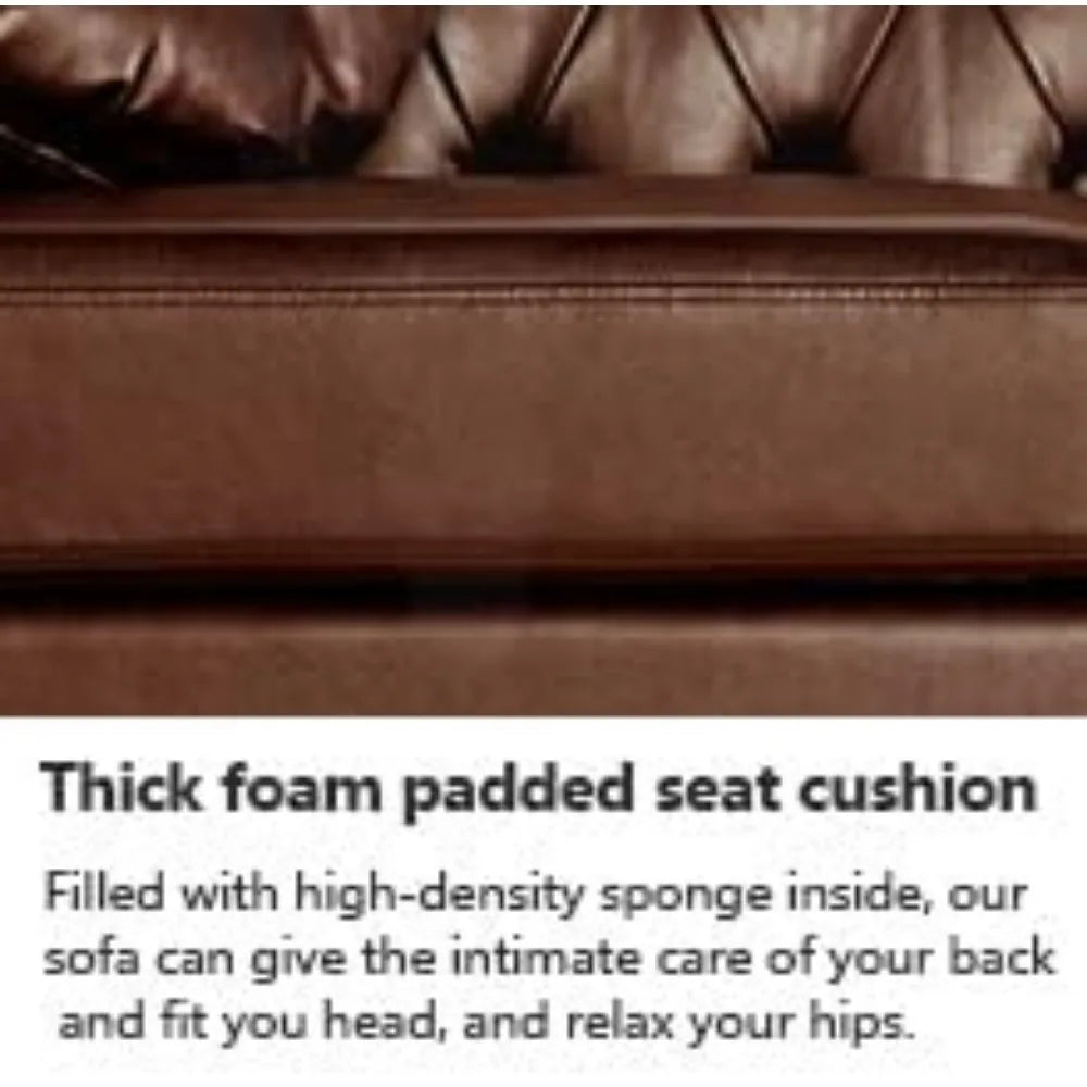 YQXH Chesterfield Inspired Midcentury Modern PU Upholstered Loveseat Premium Tufting