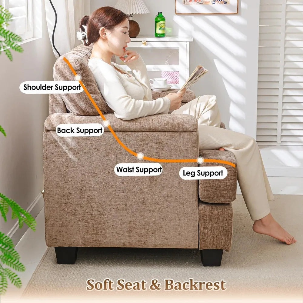 RBXC Oversized Armrest Storage Accent Chair Deep Seat