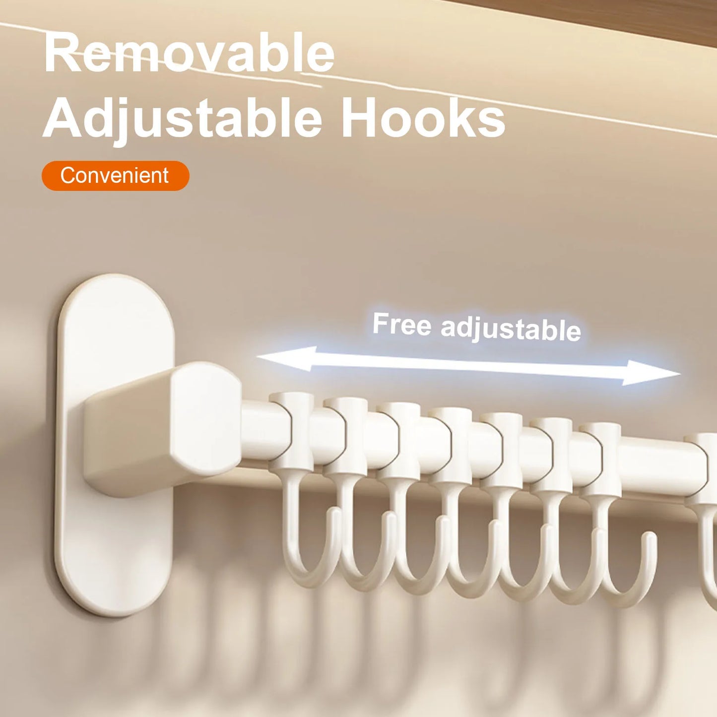 RUITHOEC Wall Mounted Kitchen Hook Rack No Punching Rail