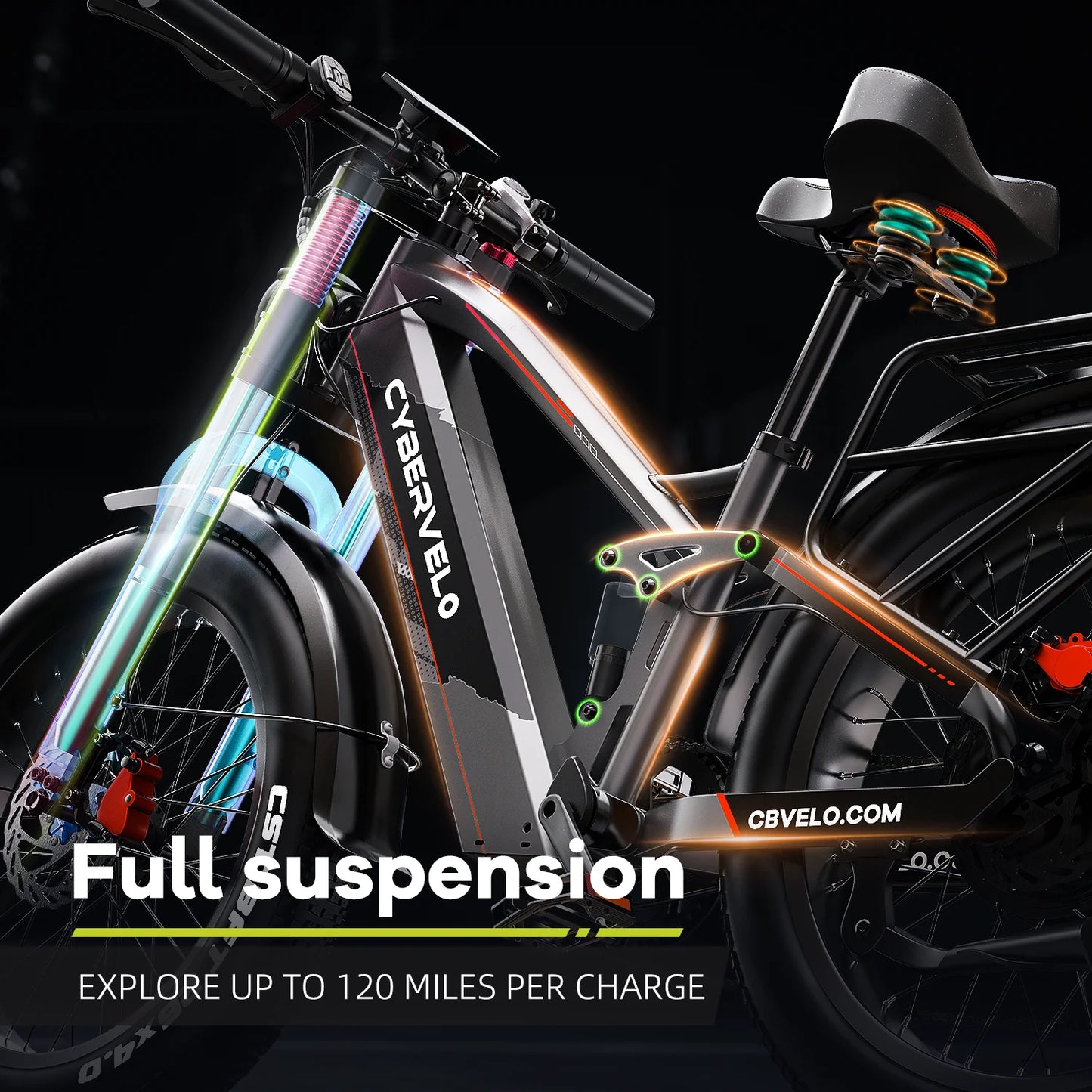 Max Speed 3000W Fat Tire Ebike 52V Long Range Off Road