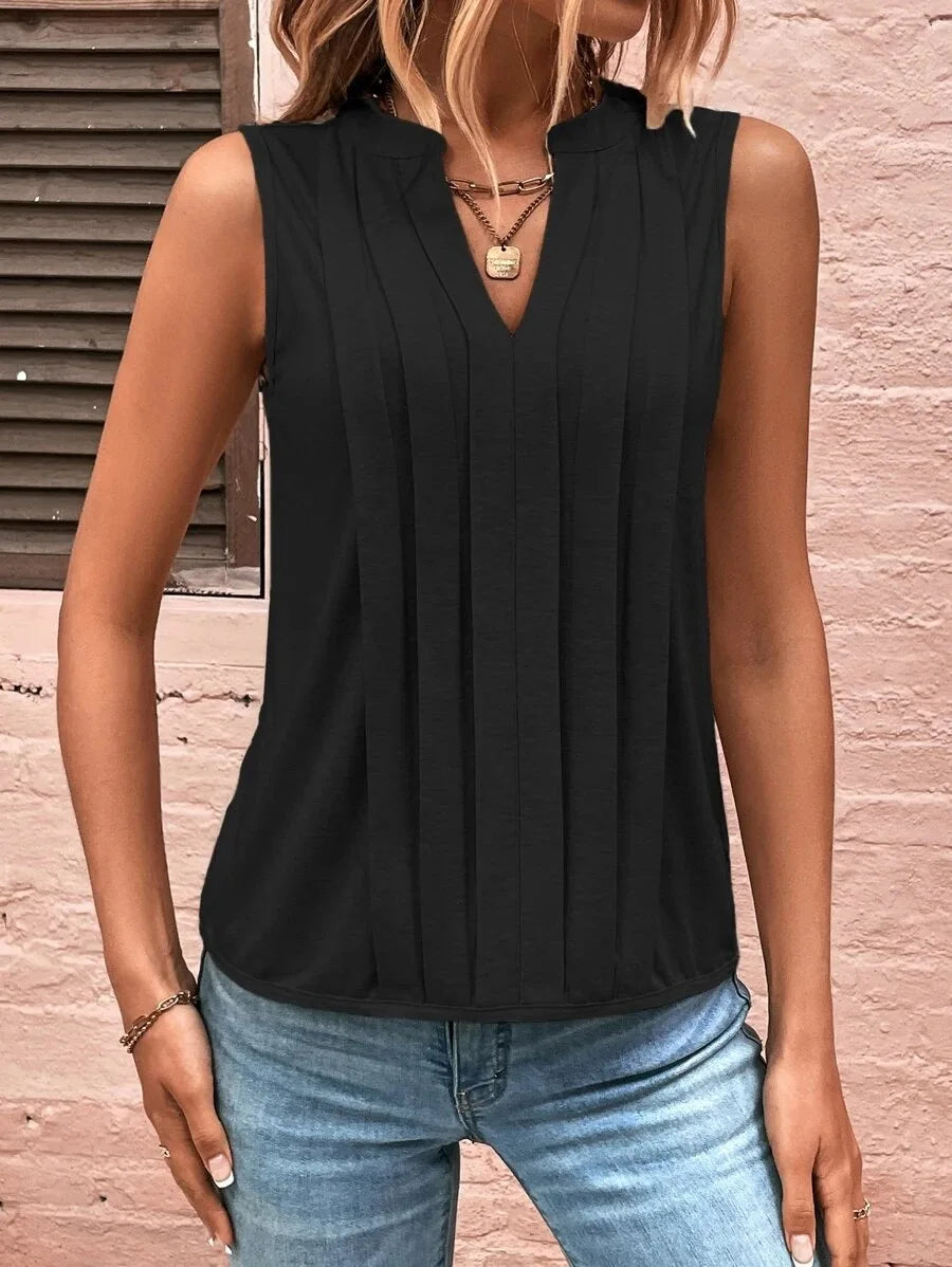 BkquCN Solid Casual Sleeveless Blouses For Women Summer