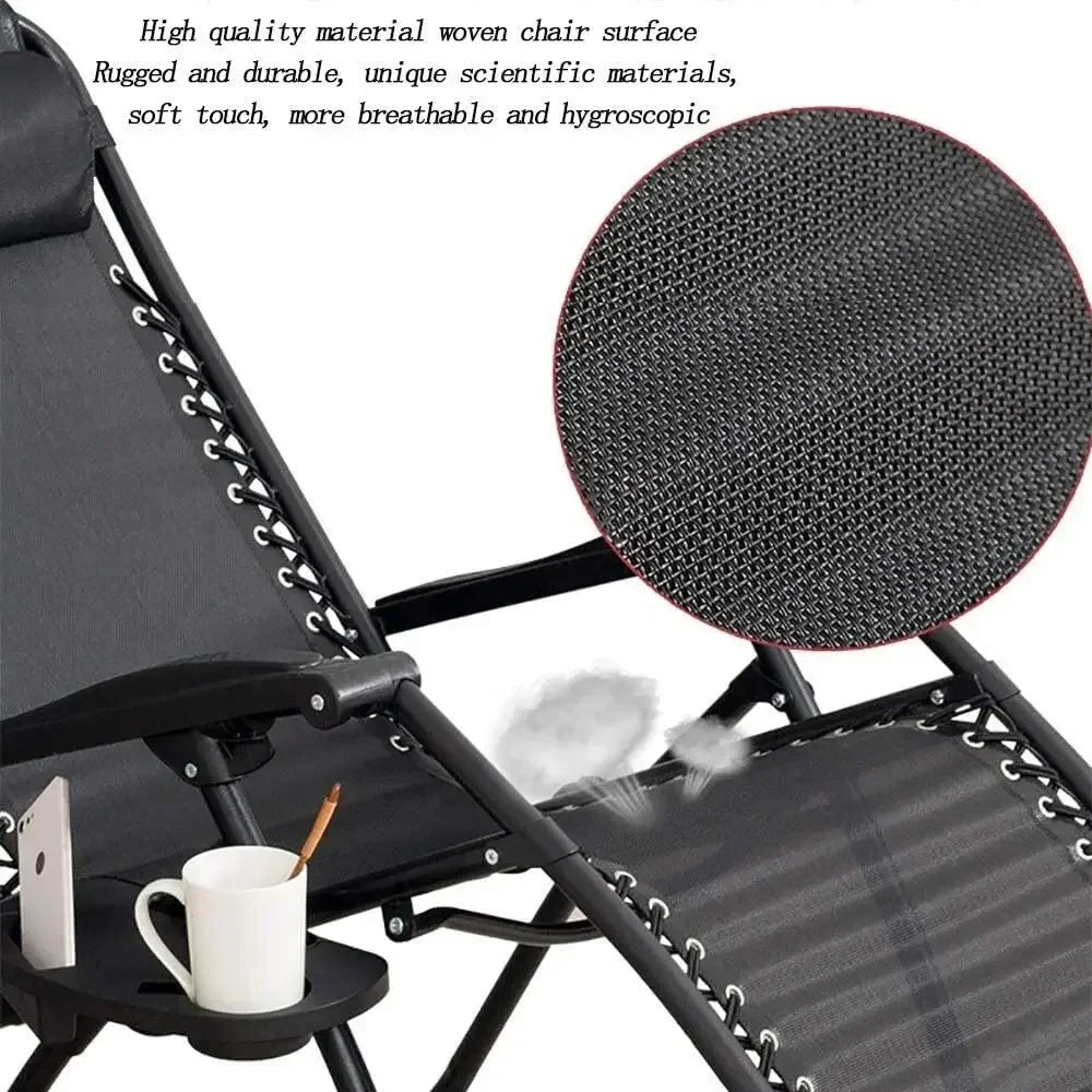 Folded Outdoor Zero Gravity Folding Lounge Chair Cup Holder