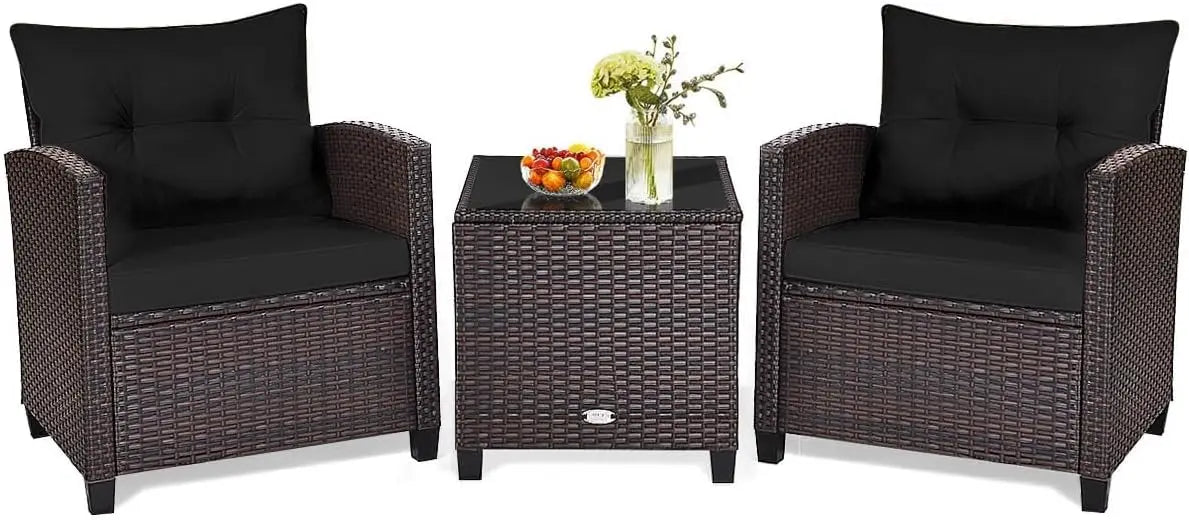 Patio Conversation Set with Washable Cushions and Coffee Table