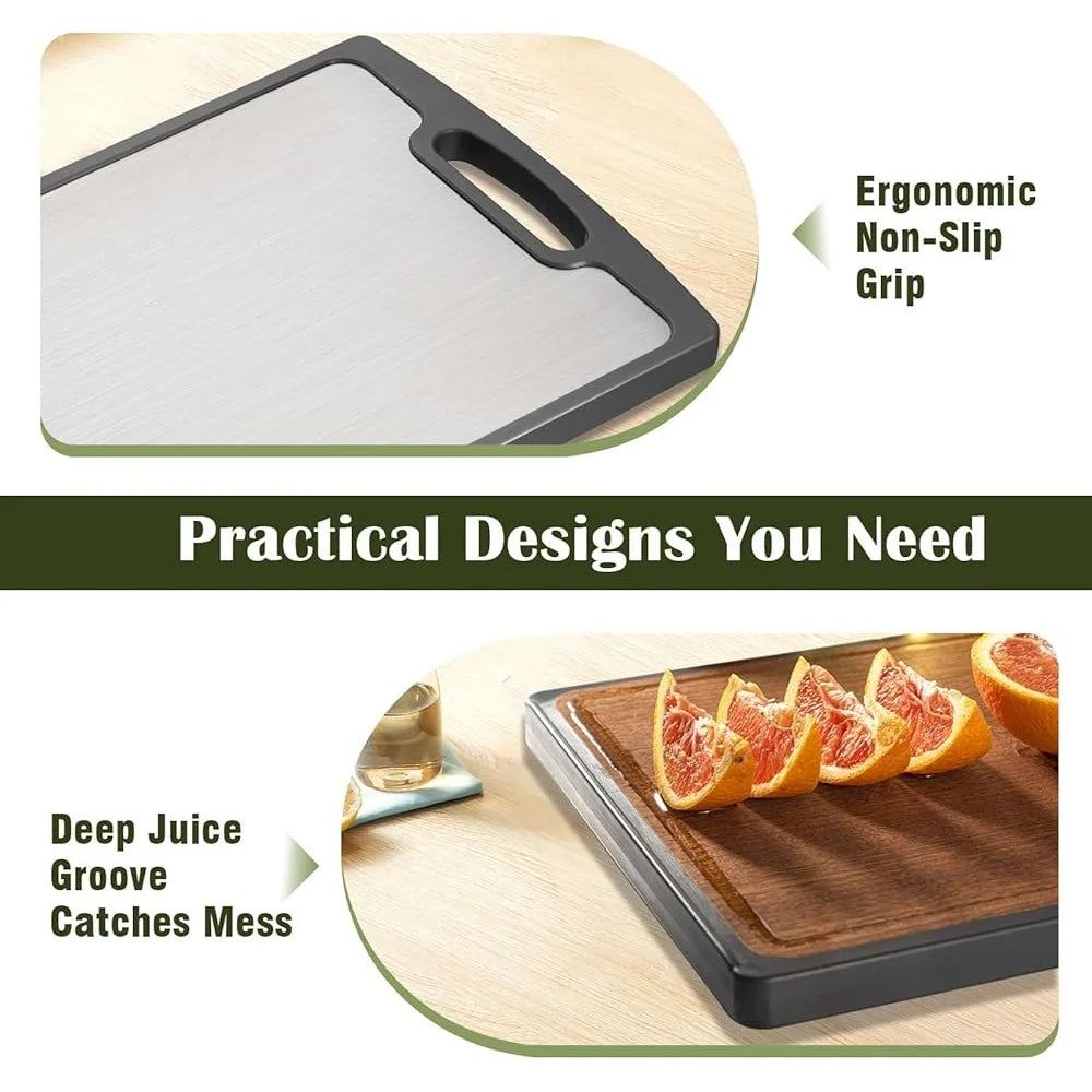 Titanium Double Sided Cutting Board With Juice Groove