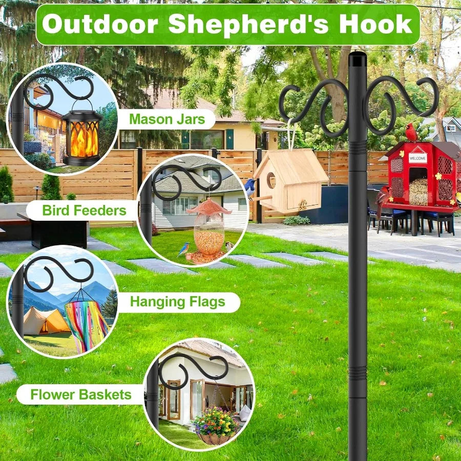 Double Shepherds Hooks for Outdoor Bird Feeders and Decor