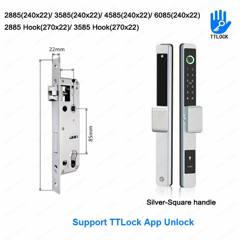 ZhdCookey Electronic Door Lock APP Remote Unlock Waterproof Fingerprint IC Card Password Aluminum Alloy Sliding Door Smart Lock