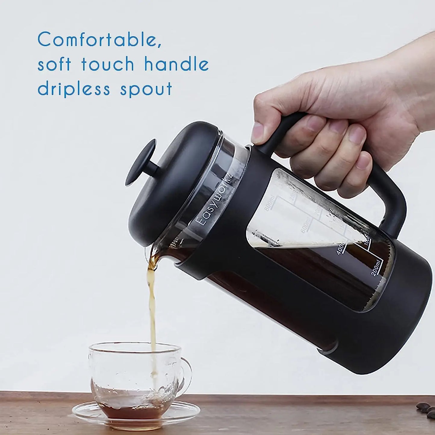 Easyworkz French Press Coffee and Tea Maker with Glass Design