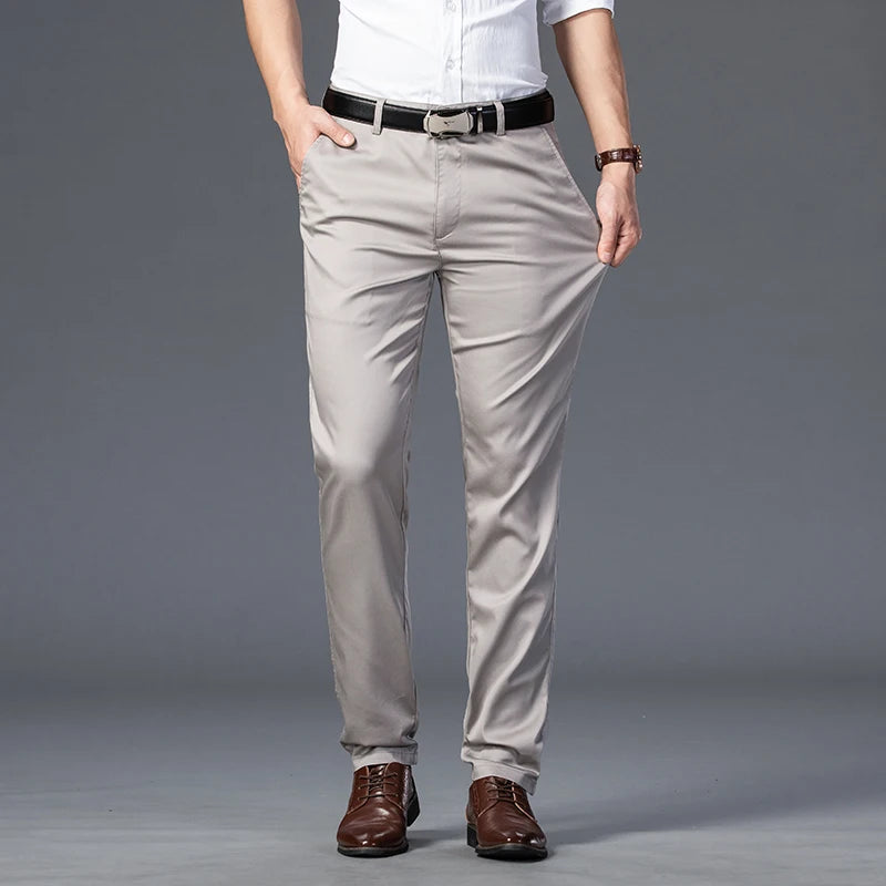 Men's Slim Fit Casual Suit Pants for Summer Wear