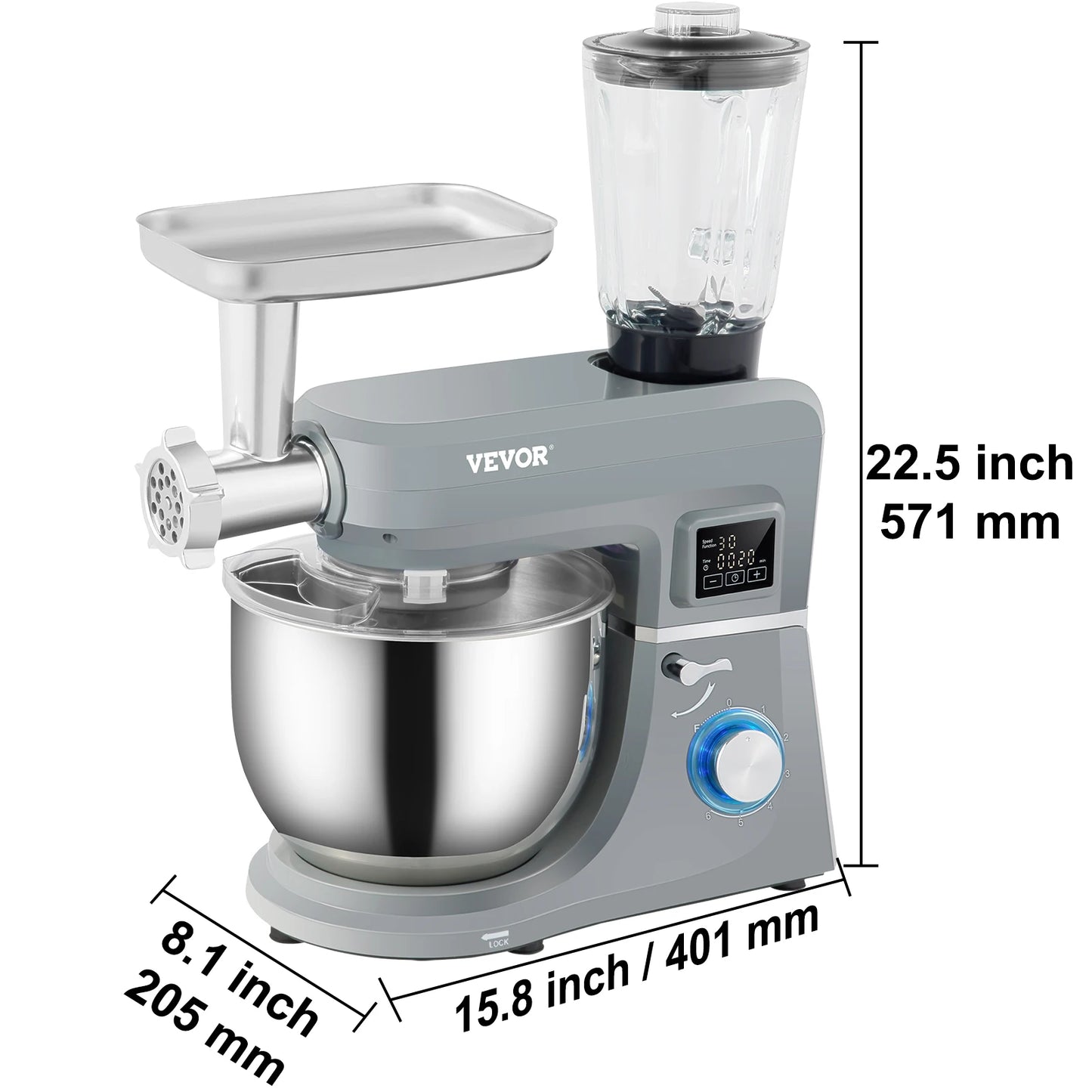 VEVOR 5.5 7L Electric Stand Mixer With 6 Speeds And LCD Screen