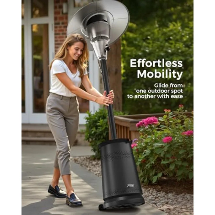 50000 BTU Portable Propane Patio Heater Adjustable Heat Top Wheels