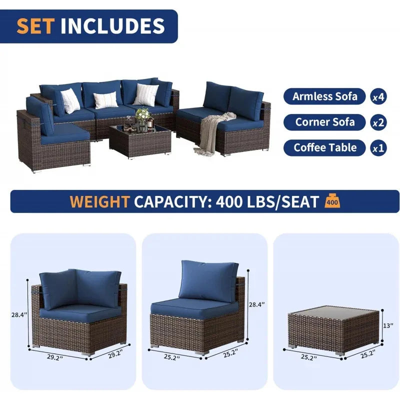 Outdoor Sectional Patio Furniture Set with Waterproof Cover