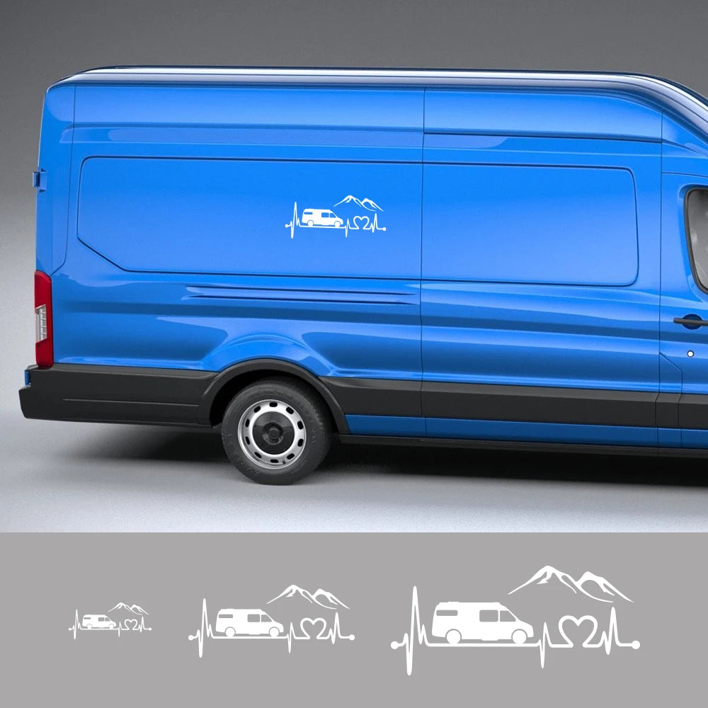 Various Sizes Camper Van Vinyl Decal Mountain Style Sticker Waterproof Auto Decoration for Car Body Bumper Rear Window Laptop